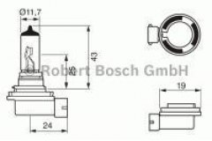 Лампа автомобильная Bosch 1987302084 H11 12V 55W для RENAULT SYMBOL II (LU1/2_) 1.2 16V (LU2V) 2008-, код двигателя D4F728, V см3 1149, КВт55, Л.с.75, бензин, Bosch 1987302084